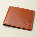 Havana leather wallet on a beige background